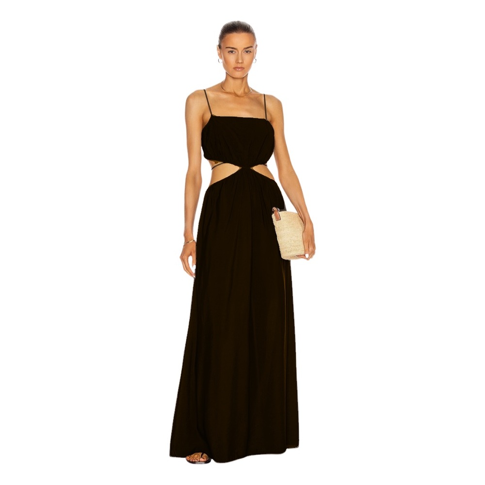 JONATHAN SIMKHAI Amora Strap Detail Maxi Dress Sz M Black - Picture 7 of 14
